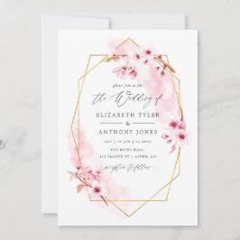 Hochzeit der geometrischen rosa Frühlingskirsche Einladung