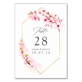 Hochzeit der geometrischen rosa Frühlingskirsche Tischnummer
