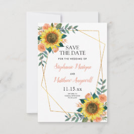 Hochzeit der geometrischen Sonnenblumen-Rose Save The Date