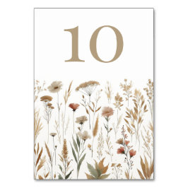 Hochzeit der Golden Meadow Watercolor-Wildblume Tischnummer