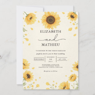 Hochzeit der Goldenen Sonnenblumen Einladung