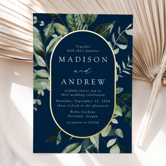 Hochzeit der großen grünen Marine und des Gold Ova Folieneinladung (Von Creator hochgeladen)