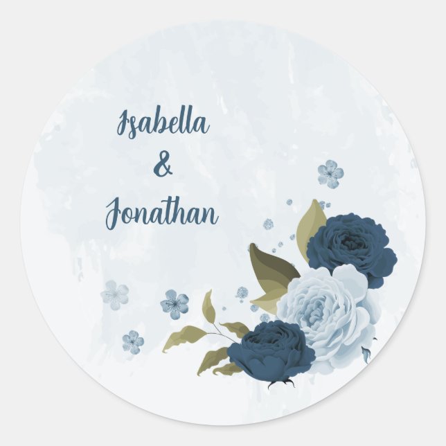 Hochzeit der hellblauen Blume Runder Aufkleber (Vorderseite)