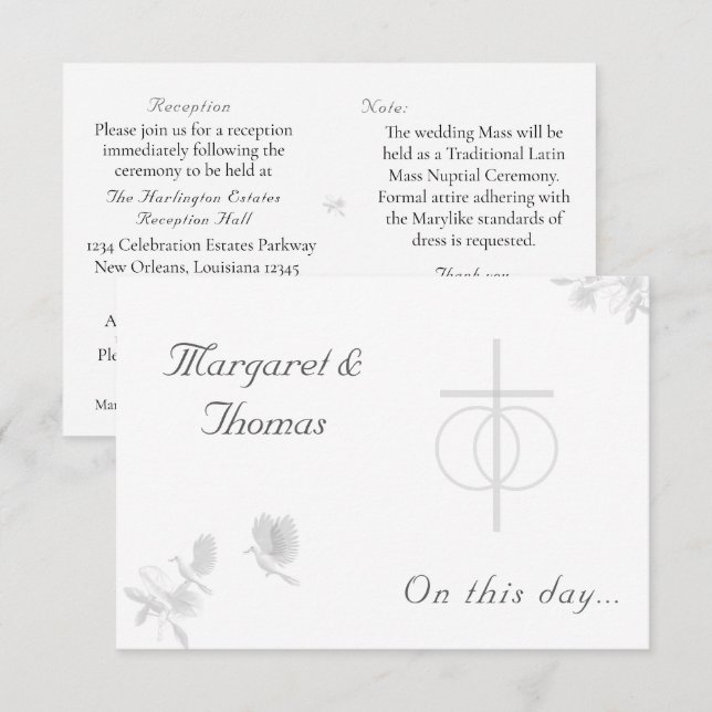 Hochzeit der Hochzeit des Katholischen Volkes Begleitkarte (Vorne/Hinten)