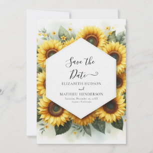 Hochzeit der klassischen Wasserfarben-Sonnenblumen Save The Date