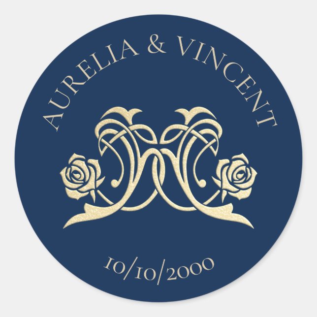 Hochzeit der königlichen mittelalterlichen Rose Runder Aufkleber (Vorderseite)