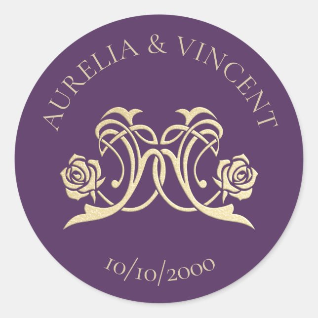 Hochzeit der königlichen mittelalterlichen Rose Runder Aufkleber (Vorderseite)