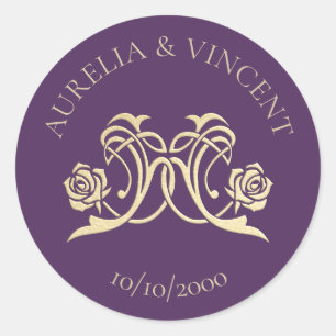 Hochzeit der königlichen mittelalterlichen Rose Runder Aufkleber