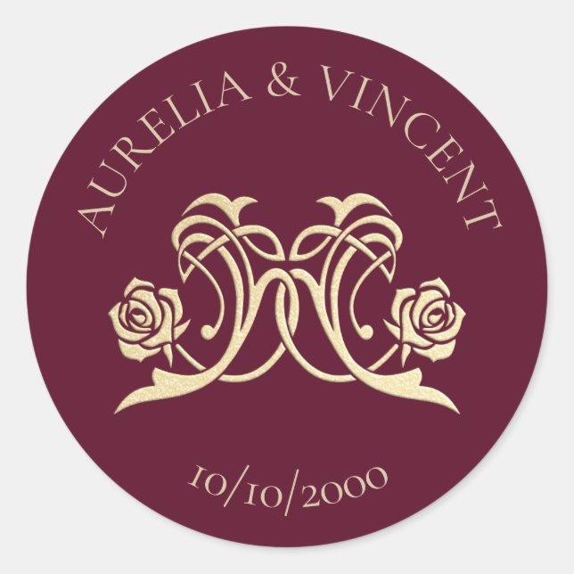 Hochzeit der königlichen mittelalterlichen Rose Runder Aufkleber (Vorderseite)