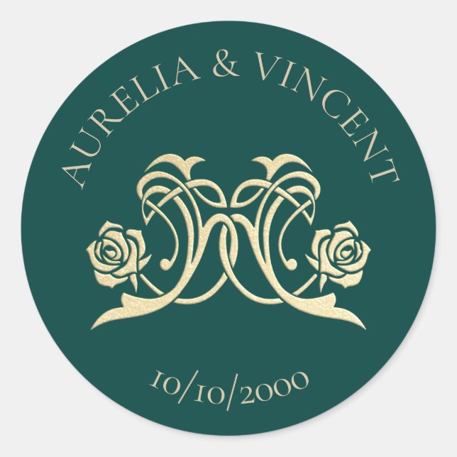 Hochzeit der königlichen mittelalterlichen Rose Runder Aufkleber (Vorderseite)