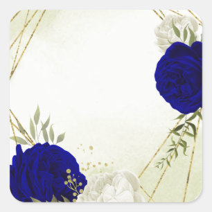 Hochzeit der königsblauen Blume Quadratischer Aufkleber