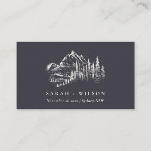Hochzeit der Kraft Navy Pine Woods Mountain Sketch Platzkarte