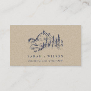 Hochzeit der Kraft Navy Pine Woods Mountain Sketch Platzkarte