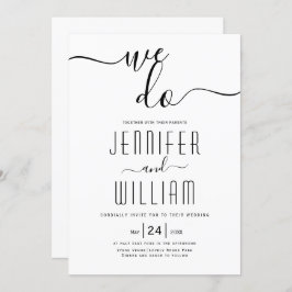 Hochzeit der kursiven Skripte "We do"-Kalligrafie Einladung