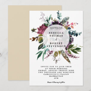 Hochzeit der lila Blumenblume Einladung