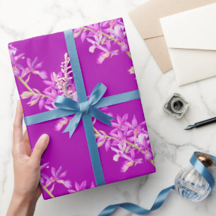 Hochzeit der lila Orchideen Geschenkpapier