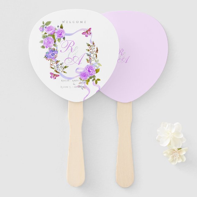 Hochzeit der lila Rose Fächer (Vorne und Hinten)