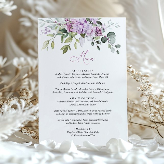 Hochzeit der Lilac Sage Green Menu Card Einladung (Von Creator hochgeladen)