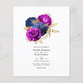 Hochzeit der Magenta Navy und Gold Floral Flyer
