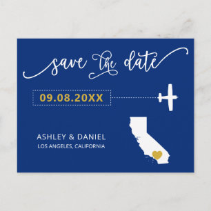 Hochzeit der Marine California Save the Date Map P Postkarte