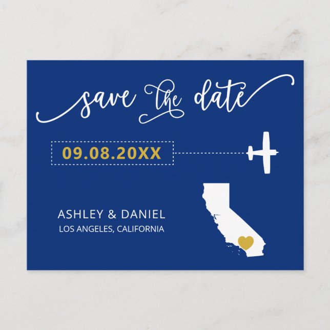 Hochzeit der Marine California Save the Date Map P Postkarte (Vorderseite)