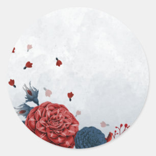 Hochzeit der Marine und der burgundischen Blume Runder Aufkleber