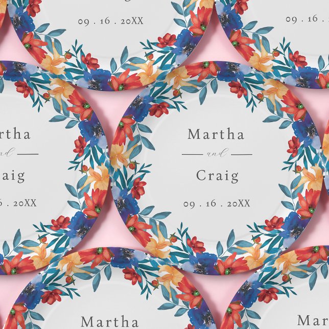 Hochzeit der mexikanischen Fiesta Blume Watercolor Pappteller (Von Creator hochgeladen)