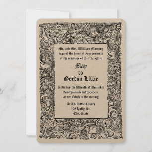 Hochzeit der mittelalterlichen Renaissance-Holzbrü Einladung