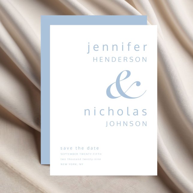 Hochzeit der modernen blauen Typografie Save The Date (Modern Blue Typography Wedding Save The Date)