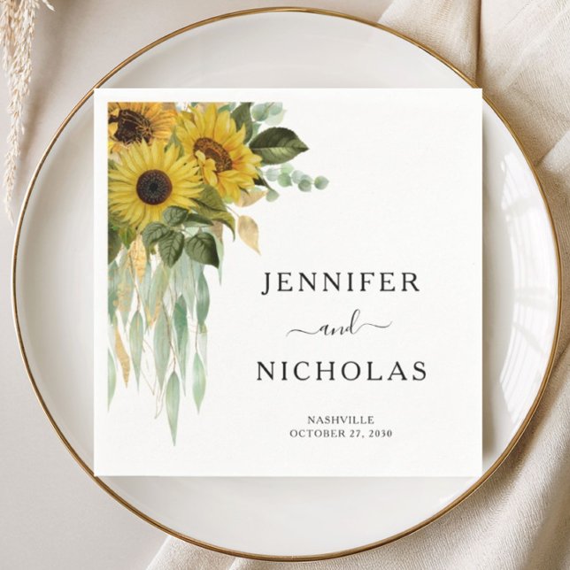 Hochzeit der modernen Blumenblume Serviette (Modern Floral Sunflower Wedding Napkins)