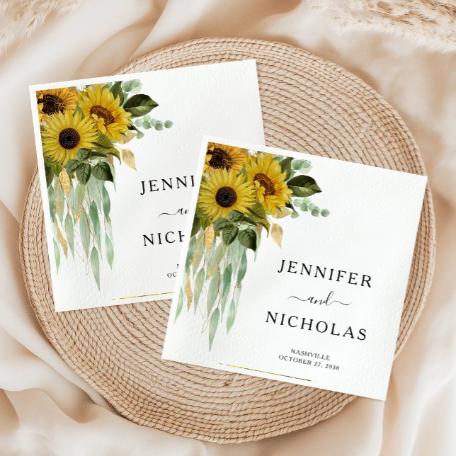 Hochzeit der modernen Blumenblume Serviette (Modern Floral Sunflower Wedding Napkins)