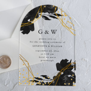Hochzeit der modernen geometrischen Schwarzen Flor Acryleinladungen