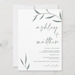 Hochzeit der modernen Grünblattnamen Kalligrafie Einladung
