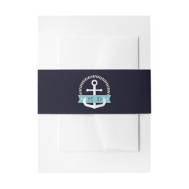 Hochzeit der modernen Navy-Anchor-Nautical-Monogra Einladungsbanderole
