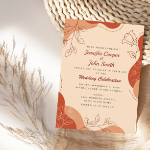 Hochzeit der modernen Terracotta Earth Tones Flora Einladung