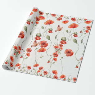 Hochzeit der Mohnblume Rote Wildblumen Geschenkpapier