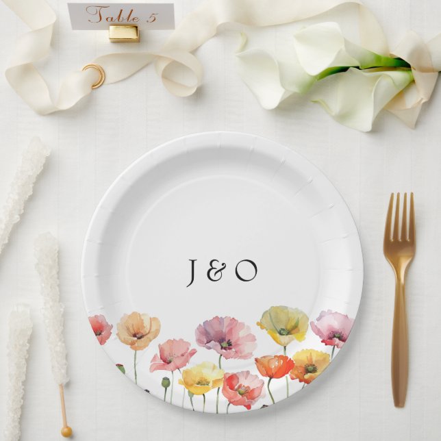 Hochzeit der Mohnblüte Pappteller (Hochzeit)