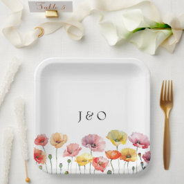 Hochzeit der Mohnblüte Pappteller