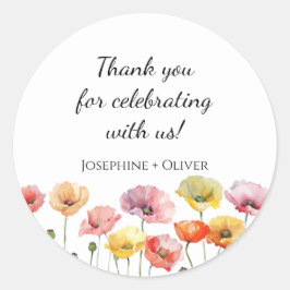 Hochzeit der Mohnblüte Runder Aufkleber