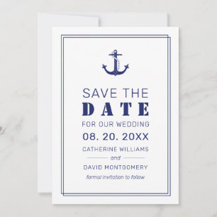 Hochzeit der Nautic Anchor Navy Save The Date