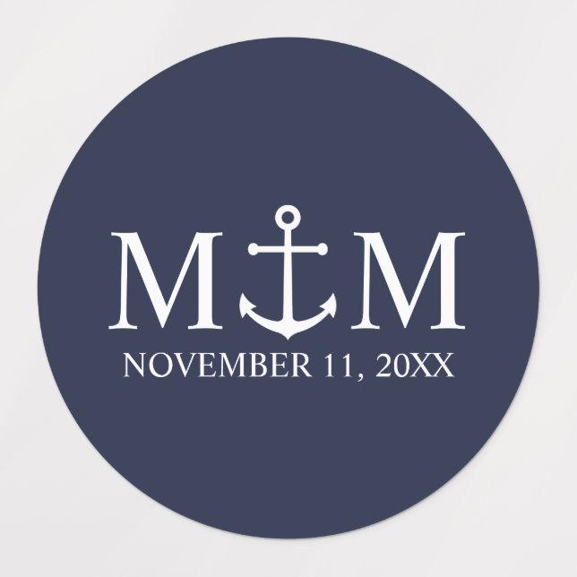 Hochzeit der Nautic Navy Etiketten (Design 1)