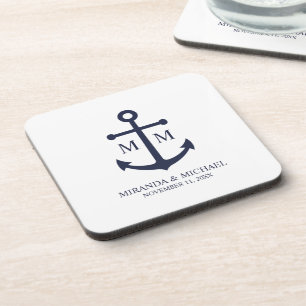 Hochzeit der Nautic Navy Getränkeuntersetzer