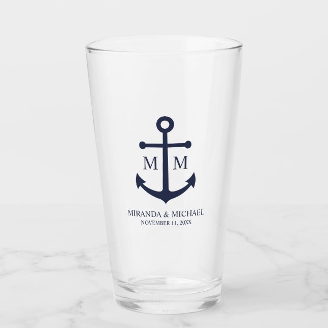 Hochzeit der Nautic Navy Glas (Vorderseite)