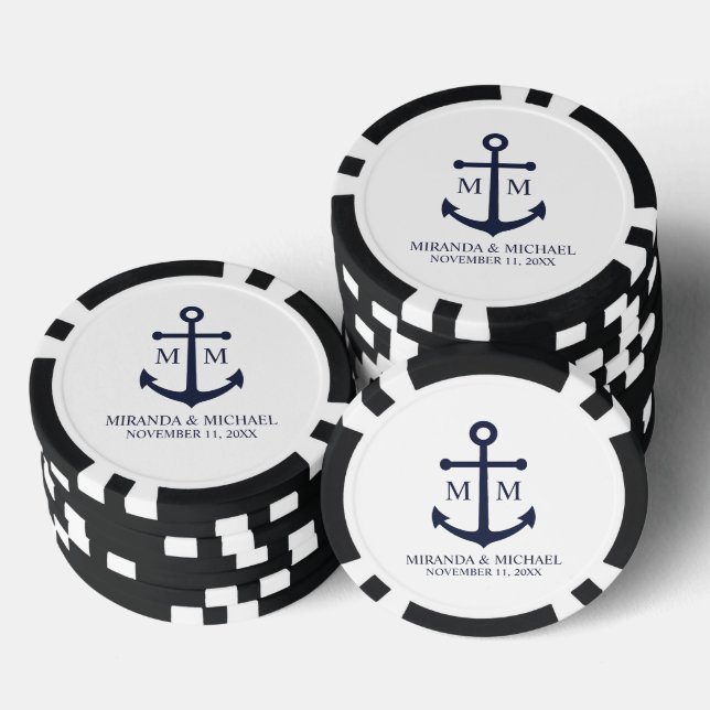 Hochzeit der Nautic Navy Pokerchips (Stapel)