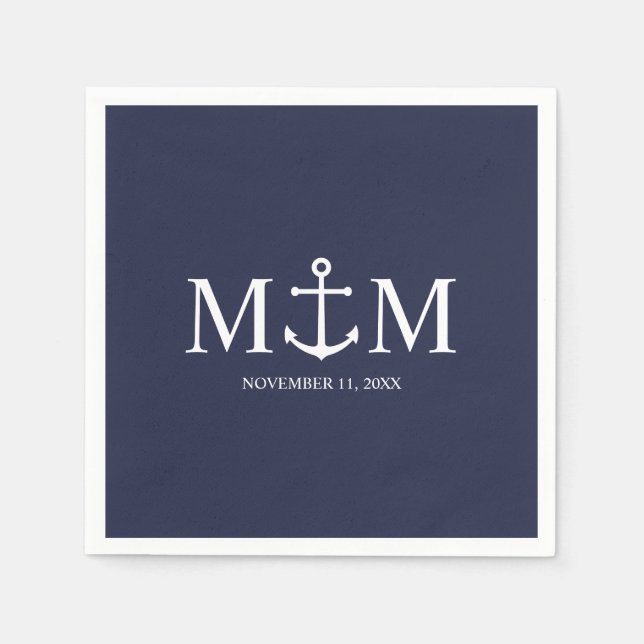 Hochzeit der Nautic Navy Serviette (Vorderseite)