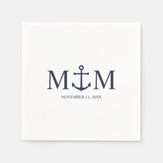 Hochzeit der Nautic Navy Serviette (Vorderseite)