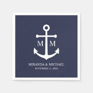 Hochzeit der Nautic Navy Serviette