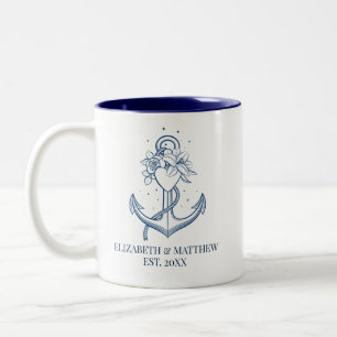 Hochzeit der Nautic Navy Zweifarbige Tasse