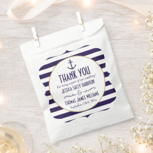 Hochzeit der Nautischen Marine und des Weißstreife Geschenktütchen