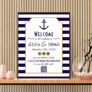 Hochzeit der Nautischen Marine und des Weißstreife Poster